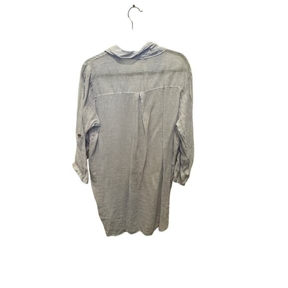 Rosemarine Women's Blue White 100% Linen Striped Pattern Button Down Size Large - Picture 4 of 6